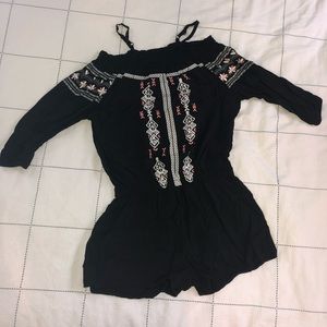 Bohemian style off the shoulder romper
